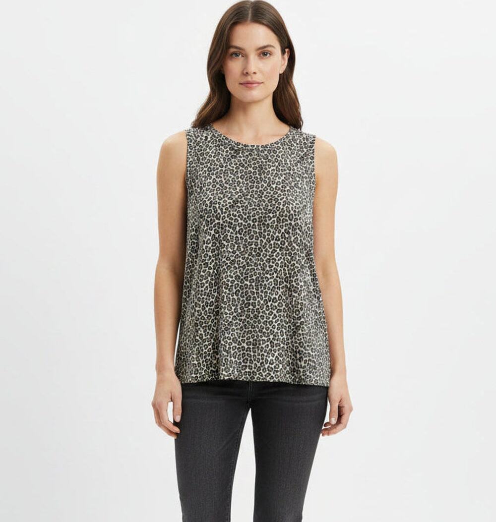 Current/Elliott Leopard Print Linen Cotton Tank Top Size 3 Large